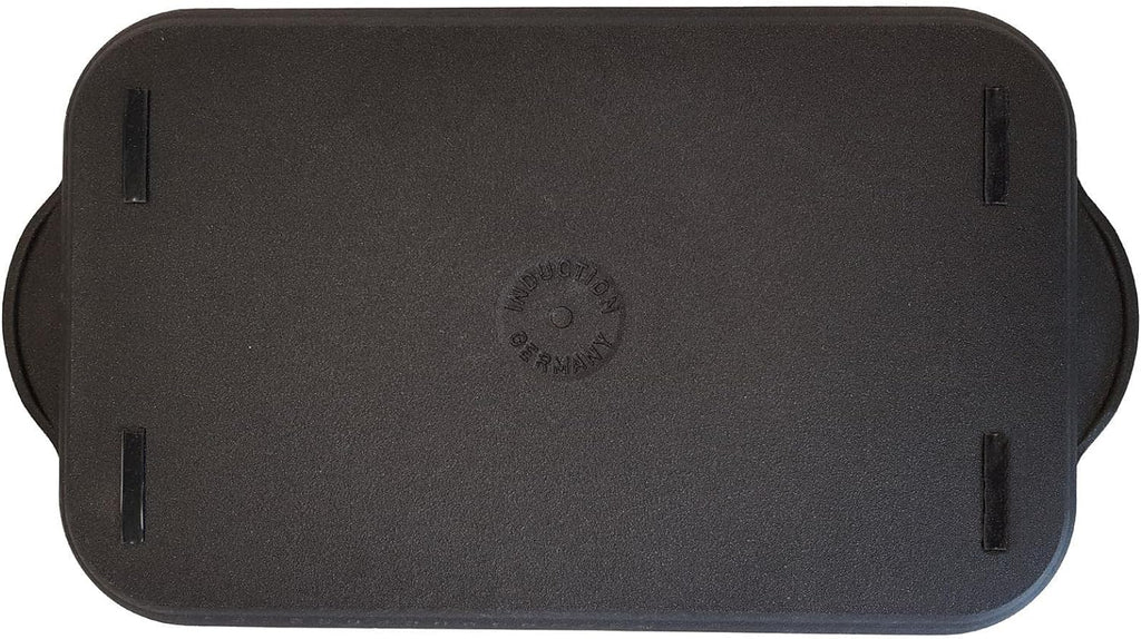Eurolux Premium griddle 43 x 28 x 2,5 cm, smooth, half-grooved or grooved, Induction friendly, Made in Germany