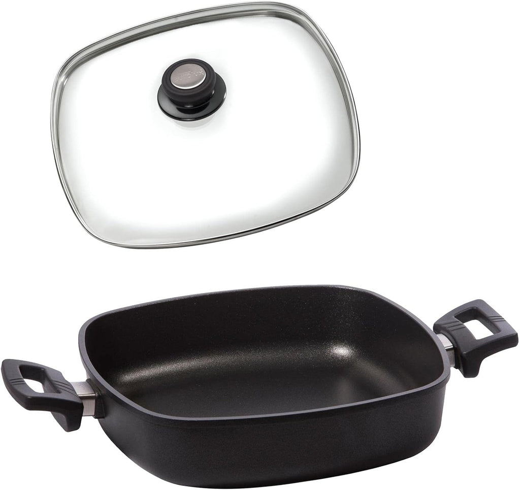 Eurolux Premium Square deep caserole square, 24x24 & 28x28 cm, 10 cm height, Induction with side handles, Including lid