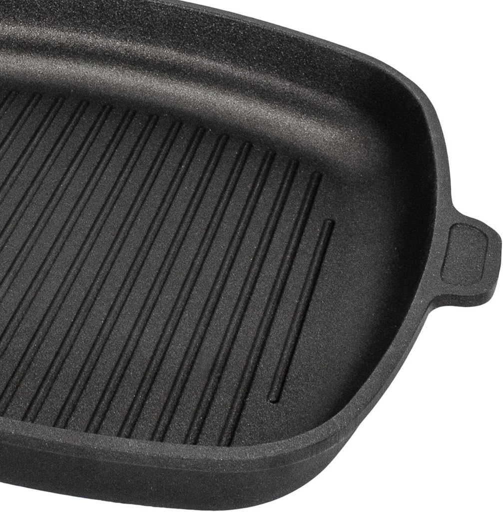 Eurolux Premium grill pan, 28 x 28 x 5 cm square, Induction friendly, Removable handle, Made in Germany