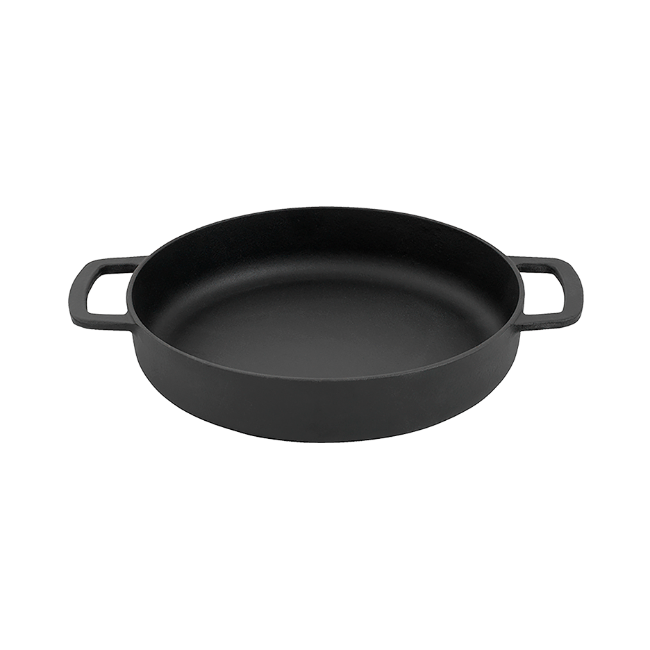 SOUS-CHEF ENAMELLED CAST IRON DOUBLE HANDLE FRY PAN 24CM BLACK