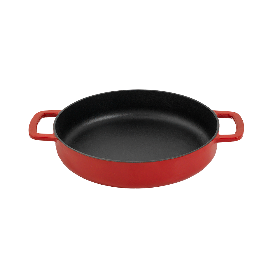 SOUS-CHEF ENAMELLED CAST IRON DOUBLE HANDLE FRY PAN 24CM RED