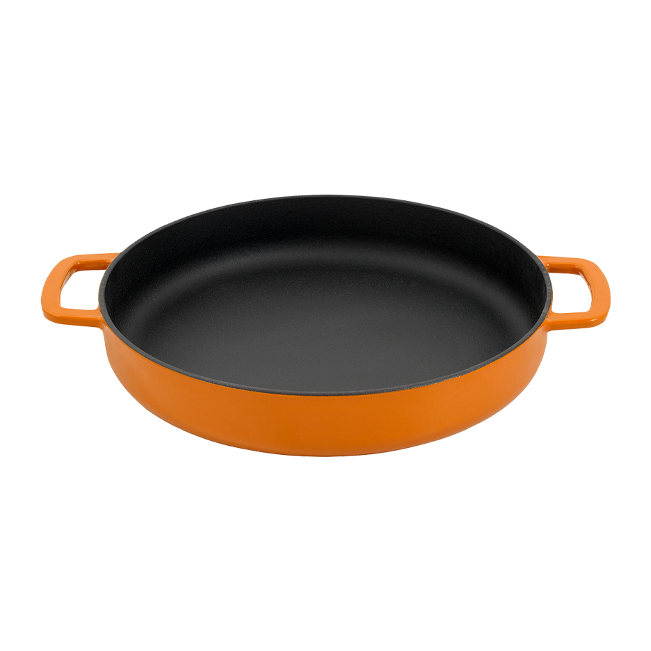 SOUS-CHEF ENAMELLED CAST IRON DOUBLE HANDLE FRY PAN 28CM ORANGE