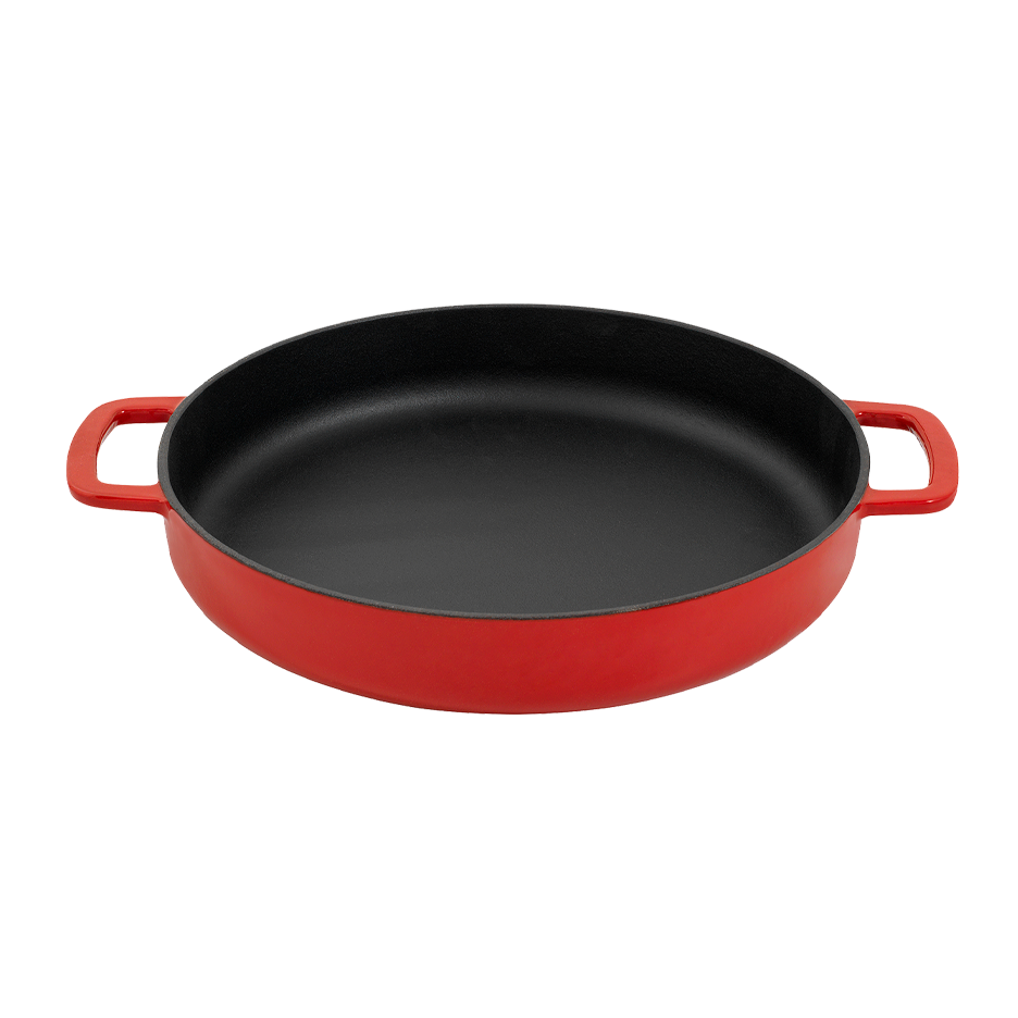 SOUS-CHEF ENAMELLED CAST IRON DOUBLE HANDLE FRY PAN 28CM RED